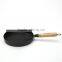 Mini round cast iron pizza pan with wooden handle