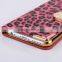 China supplier Customized Products For iPhone 6 leopard print diomand button leather case Cell phone accessories