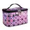 Hot Sale High Capacity Geometric Square Pattern Shiny pu Cosmetic Bag