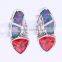 925 Sterling Silver Young Girl Triangle Opal Earring Red Ruby Stone Earring