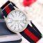 Stainless Steel Mens Watch Colorful Nylon Strap Sports Wrist Watch with white alloy watch case