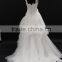 Classic organza drapping layer skirt lace wedding dress with hand-made flowers 2016