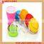 Portable drinking silicone folding cup with lid and string
