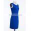 New fashion style O-neck sexy tight blue color bodycon midi pattern lady dress for party