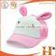 China factory custom pink baby hat, cute rabbit baseball cap