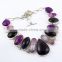 Simple !! Amethyst & Stripped Onyx & Rainbow Moonstone 925 Sterling Silver Necklace, Fine Silver Jewelry, Silver Jewelry