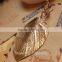 Colorful Necklace Vintage Women Lucky Golden Leaf Pendant Long Chain Sweater Jewelry Gift
