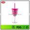 promotional 12oz bpa free plastic wine tumbler with lid and straw
