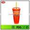 20 oz promotional double wall plastic bling tumblers with straw