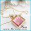 Square Gold Plated Locket Dried Real Flower Necklace