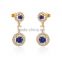 2016 Rellecona AAA+ multicolor cubic zirconia dangling earring yellow gold plated jewelry