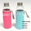 300ml heat resistant glass bottle BPA free with bottle coat glass water bottle with sleeve