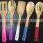 Wholesale kitchen bamboo tools with color handle/Eco friendly bambu colors utensils