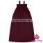 OEM Servic Plain Navy Color Ruffle Halter Sleeveless Designer Baby Girl Soft Evening Boho Style Model Maxi Dress Long Skirt