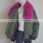 Myfur Popular New Ladies MA1 Bomber Jacket with Real Raccoon Fur Collar Trim