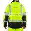 Hi Vis Reflective Safety Rain Men Jacket Long Waterproof Rain Jackets With Fixed Hood