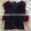 Fashion design raccoon fur vest bump stitching mongolian lamb fur