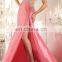 sexy split one shoulder floor length satin beaded formal evening dress