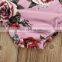 Bright Color Blooming Rose Pattern Romper Matching Long Sock Soft Baby Girls Romper