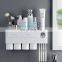 Bathroom Multi Functional Plastic Wall Mount Toothbrush Holder With Automatic Toothpaste Squeezer