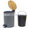 Modern 3l 5l bamboo lid powder coating trash can embossing dustbin with toilet brush holder household soft close pedal bin