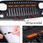 Grill for Jeep Wrangler JK Accessories 2007-2018 Matte Black Angry Face Grill with 5 Amber Lights for Jeep Rubicon Sahara Sport