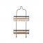 Simple Bathroom Hanging Shower Head Caddy Organizer Triple Tier Silver bamboo Storage Rack Without Drilling Iron With Hooks