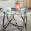 2016 Foshan Shunde Fashion Factory Supply Pure Round Glass Metal Stainless Steel Coffee Table