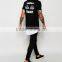 printed words cotton short sleeves O-collar men long casual t-shirt OEM service