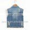2015 ss new fashion punk style denim vest with hole and beadings,china supplier