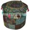 Bohemian Patch Work Pouf Ottoman Round Patchwork Embroidered Multi Ottoman Pouf Indian Decorative Ottoman Covers