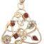 Sterling Silver Blue Topaz & Garnets Pendant , Semiprecious Pendant K1202