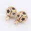 Sweet Design Earring Jewelry Hollow Wintersweet Contain Colorful Big Plated Pearl Double Sides Stud Earrings For Women