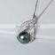 AAA 925 sterling silver tahiti black seawater pearl pendant