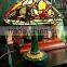 European Nouveal Malachite and Tiffany Stained Glass Table Lamp