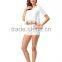 Fashion Design Crochet Scallop Hem Crop Top And Short 2pcs Co-ord Set