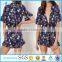 Playsuit floral women short sleeve neck scoop ruffle details women romper 2017