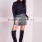 summer fashion grey double belted check cheap shorts OEM service