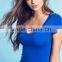 summer women V neck basic fitness t shirt