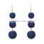 Handmade bohemian jewelry three balls dangle earrings