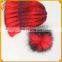 Rational Construction Knitted Bobble Two tone gradient Hat Winter Beanie