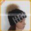 Jsfur Wholesale Rhinestone Fur Pom Pon Hat Knitted For Winter
