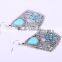 wholesale fashion vintage resin acrylich kallaite rhombus on hole gold earring models box