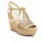 women high fashion good quality synthetic upper high heels open toe buckle strap wedges sandals shoes (LAJWG0037)
