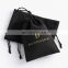 PandaSew Custom Logo Luxury Classic Black Small Velvet Package Drawstring Jewelry Pouch Bag