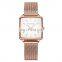 HANNAH MARTIN 108 Square Simple Women Water Resistant Mesh Strap Watches Analog Ladies Stainless Steel Watch