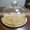 Amazon Hot-selling Round Shaped Creative Transparent Dust Proof Cake Glass Cover Bamboo Tray