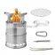 Outdoor folding stainless steel portable  burning wood camping stove