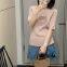 Standard round-neck knitted cashmere T-shirt pink 2025 autumn new product