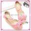 2015 Pink Bowknot Spanish Brands Woman Fashion Heeled Strap Sandals Shoes
